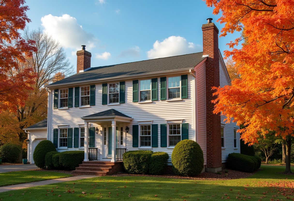 Two-storey home with a restored brick chimney — McLean